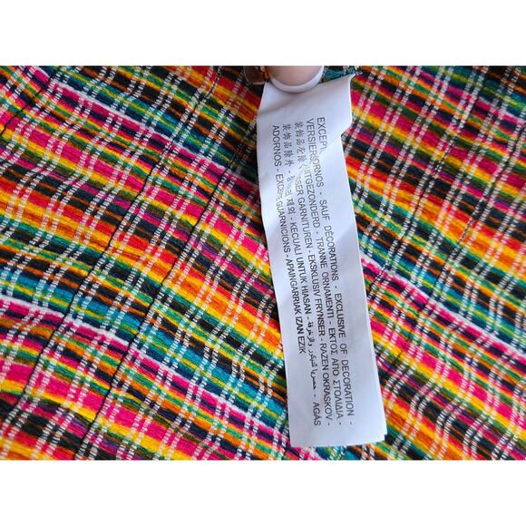 Zara Bright Multicolor Maxi Dress Tassel Straps Checkered Resort Beach Cover Up - Picture 12 of 13